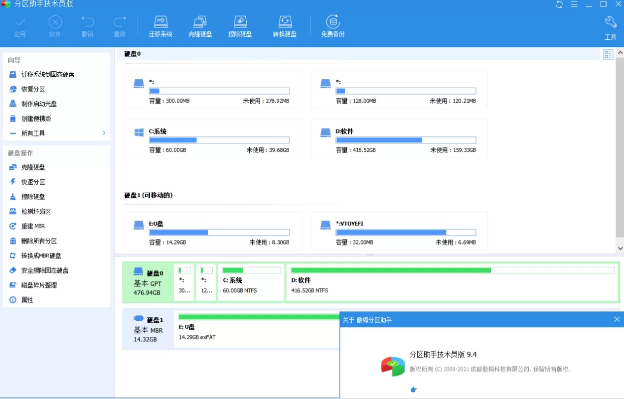 AOMEI PAssist分区助手技术员 v10.9.1 绿色便携版